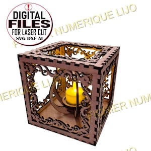 Fichier coupe laser bougeoir décoration Noël DXF Noel 3mm 3.6mm et 4mm