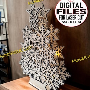 Merry Christmas Christmas Tree Laser Cut DXF Christmas File