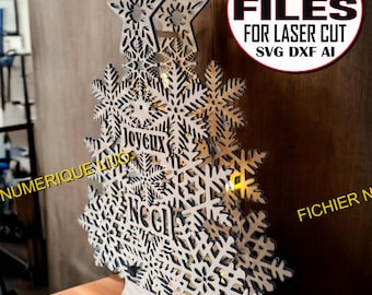 Merry Christmas Christmas Tree Laser Cut DXF Christmas File
