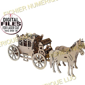 Fichier laser calèche mariage, carrosse mariés laser