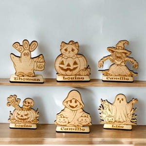 Marque place Porte nom en bois Halloween personnalisable