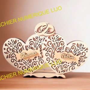 Fichier coupe laser DXF cœur mariage laser 3mm et 5mm