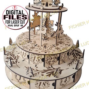 Fichier calendrier avent coupe laser DXF Noel, calendar avent