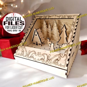 Fichier laser Noël Décoration boite Noël dxf svg