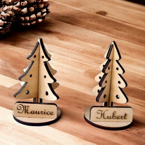 Marque place Porte nom en bois Noël sapin 3d personnalisable