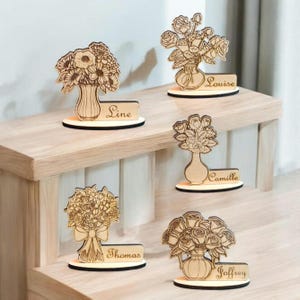 Marque place Porte nom en bois personnalisable