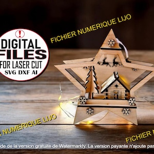 Fichier coupe laser DXF Etoile Noël laser ornement