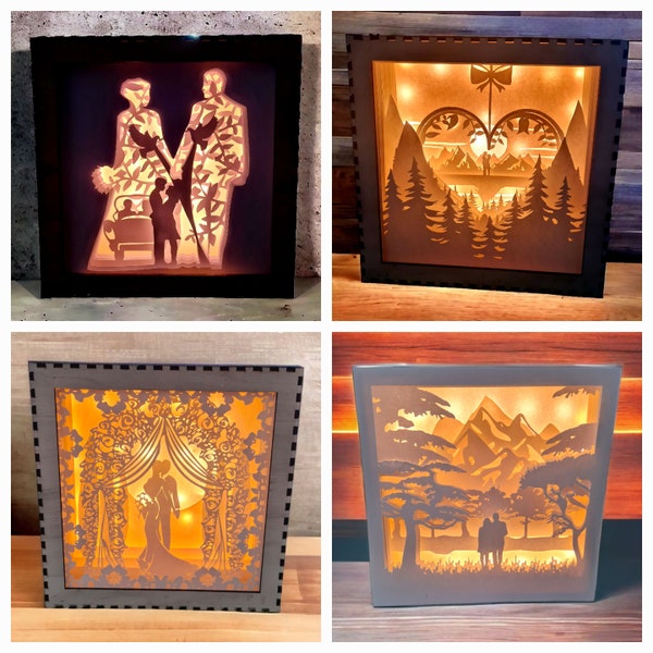 LOT 4 Fichiers  lightbox mariage couple shadowbox