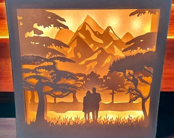 Lightbox file mountain couple shadowbox