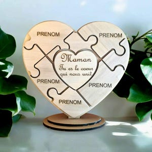Cœur puzzle sur socle personnalisé fête des mères