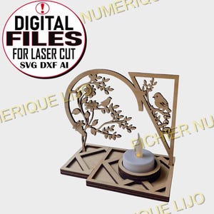 Fichier laser Bougeoir oiseau SVG laser