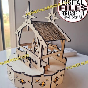 Fichier coupe laser DXF nativity crèche Noel laser