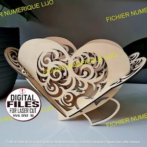 Arquivo de corte a laser DXF cesta decoração coração amor