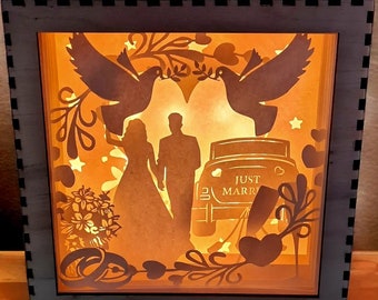 Lightbox file wedding car couple shadowbox