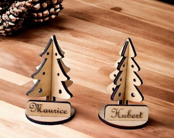 3d Christmas tree wooden place marker