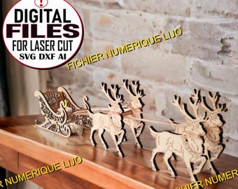 Christmas Sleigh FILE, DXF Christmas 3mm