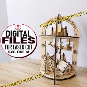 Fichier Decoration Noël bougie led dxf laser