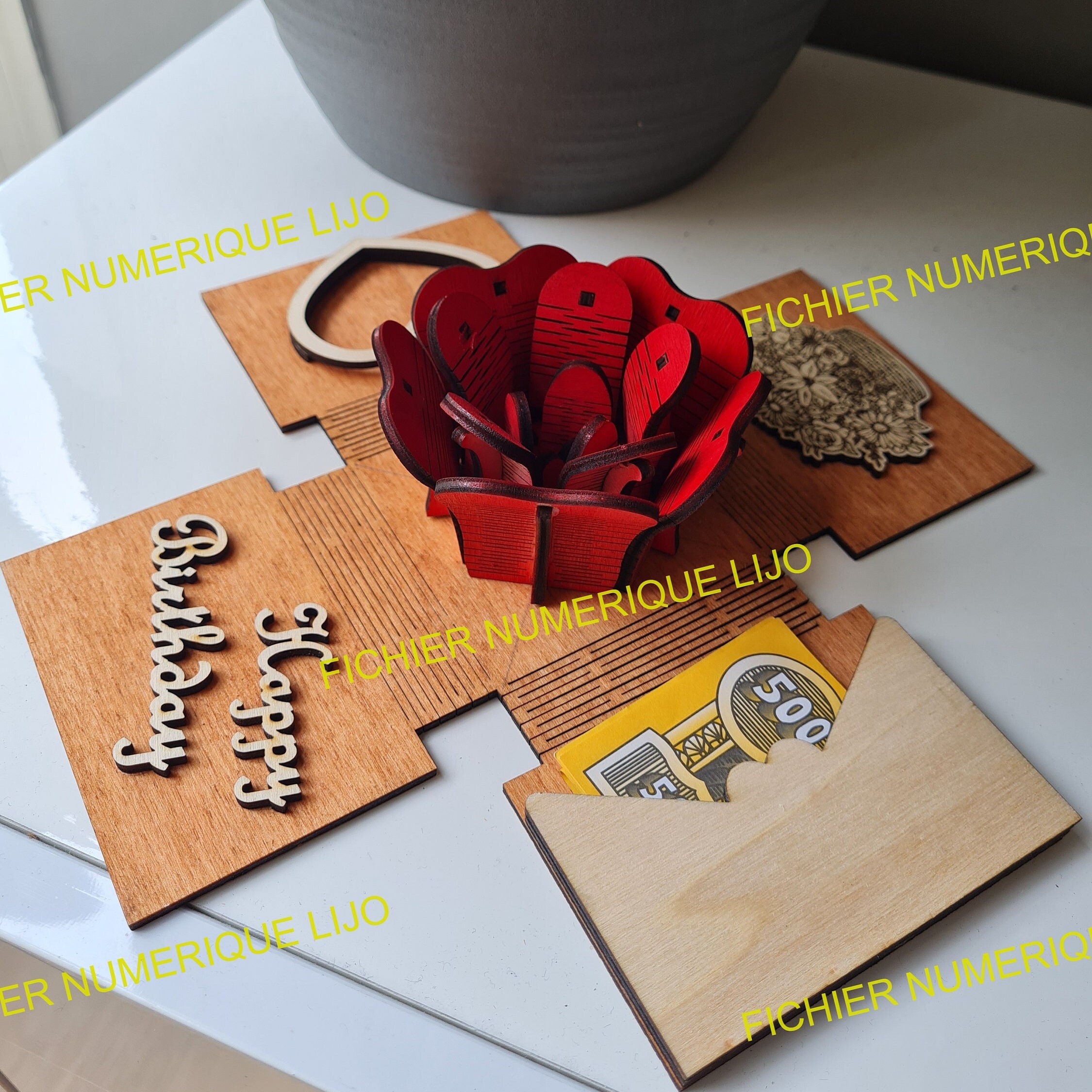 DXF Laser Cut File Pink Explosion Box - Etsy