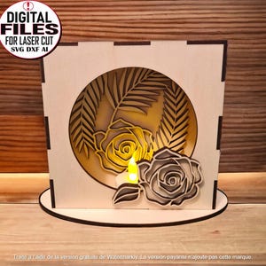 Fichier coupe laser DXF bougeoir, porte bougie fleur, laser