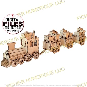 Fichier calendrier avent train coupe laser DXF Noel, calendar avent