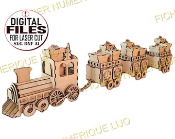 DXF Christmas laser cut train advent calendar file, advent calendar