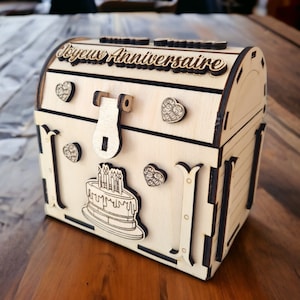 Coffre en bois personnalisé Noel ou Anniversaire