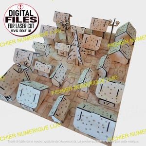 Advent calendar FILE, DXF laser cut Christmas village, 3mm advent calendar