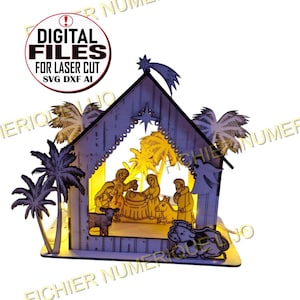 Fichier coupe laser DXF nativity crèche Noel laser