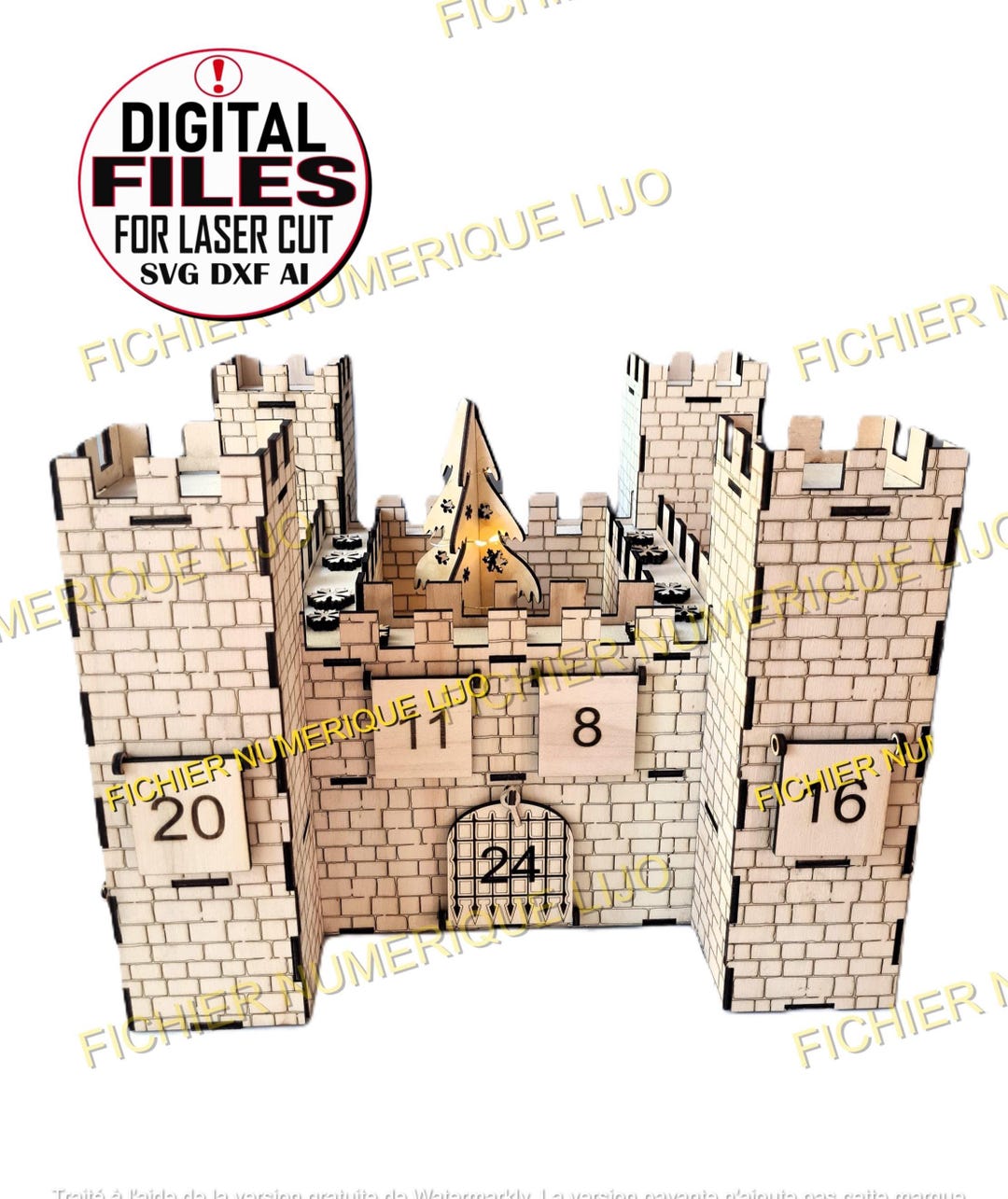 Christmas Laser-cut Castle Advent Calendar File DXF, Christmas Advent ...