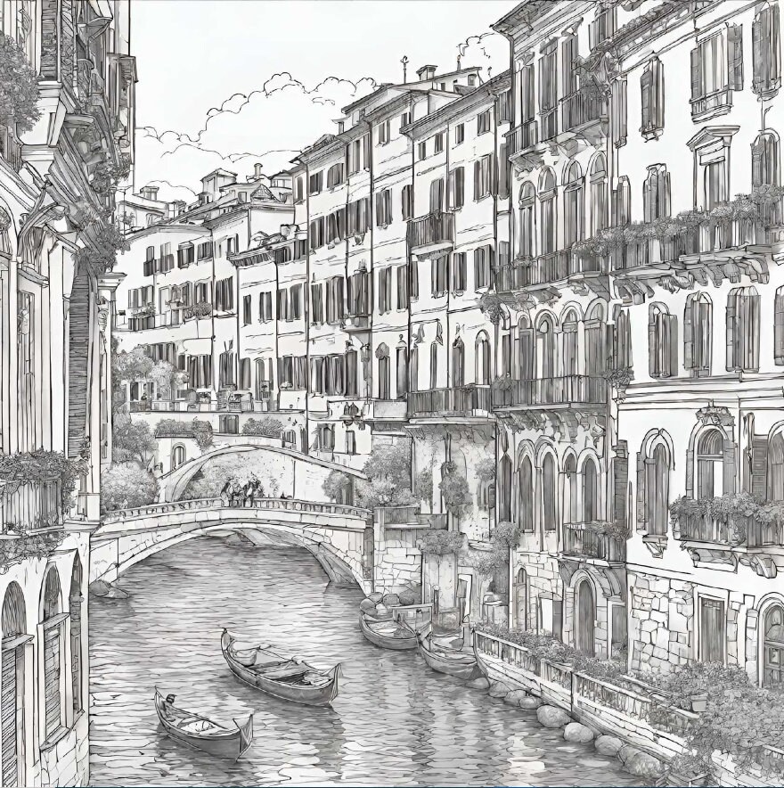 Adult Coloring Book 22 Pages of Italy - Etsy