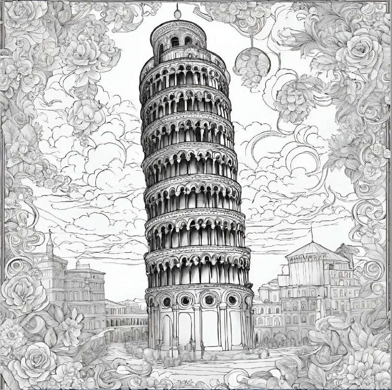 Adult Coloring Book 22 Pages of Italy - Etsy