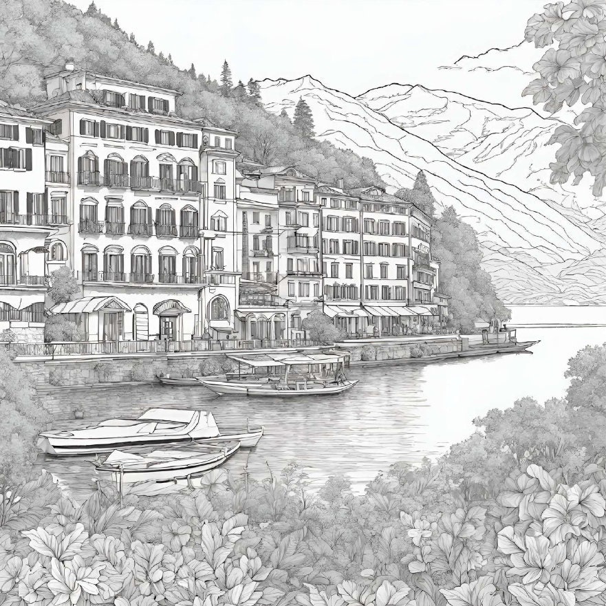 Adult Coloring Book 22 Pages of Italy - Etsy