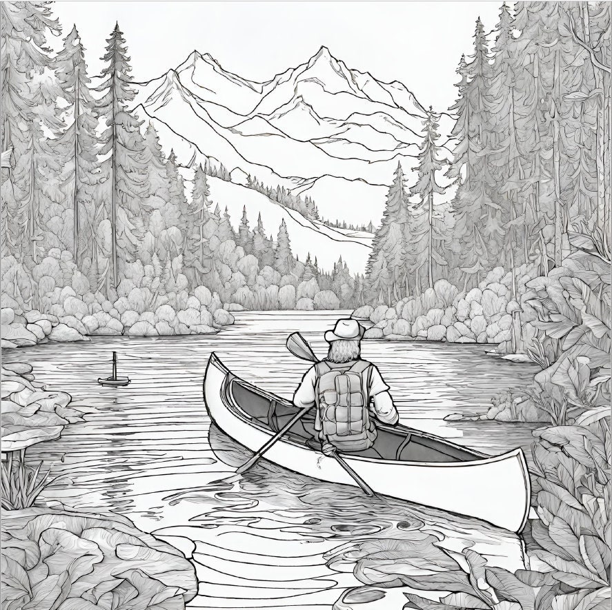 Adult Coloring Book 25 Pages of Hiking, Camping, and the Outdoors - Etsy