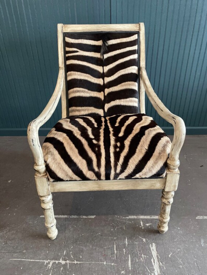 Antique Hair on Hide Zebra Arm Chair Etsy