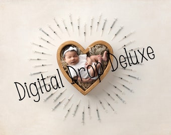 Digital Newborn Backbackground - FIV - Infertilidad - Corazón - Neutral - Digital Photography Background - Composite - Curly Fur - Syringe - Shots