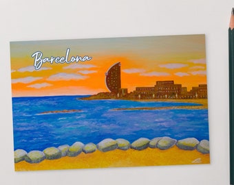 Artistic Postcard Barcelona, beach,travel