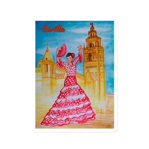 Imán artístico Sevilla, España, Viajes, Bailaora de flamenco, Giralda
