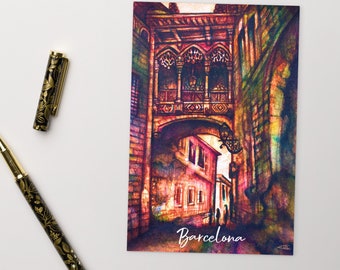 Postkarte Barcelona Qualitätsdruck meines Originals, Barcelona Travel