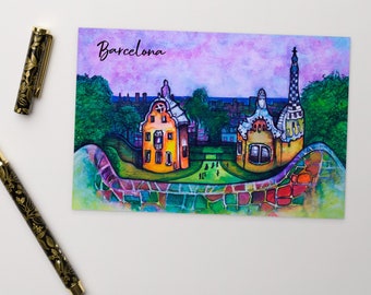 Barcelona Postcard, park Guell, Gaudí, fine art print, Spain travel