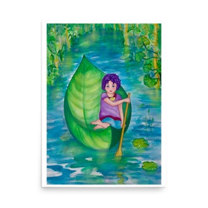 Ilustración infantil de fantasía, Perla, impresión de bellas artes, efecto acuarela