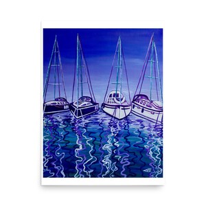 Boats blue sea, fine art print