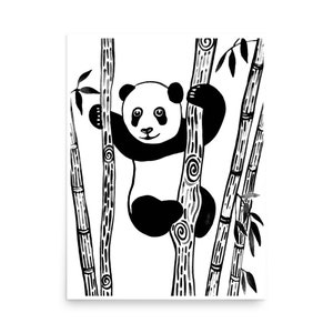 Panda wall art print, Children illustration, kids illustration
