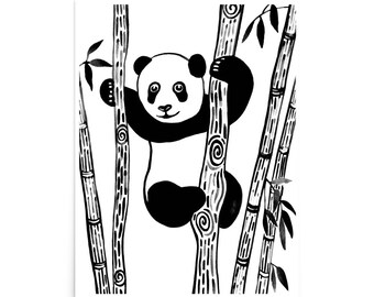 Panda wall art print, Children illustration, kids illustration