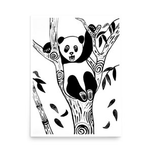 Ilustración infantil, impresión de arte de pared Panda, ilustración infantil