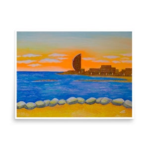 Barcelona beach, high quality print, travel Spain.