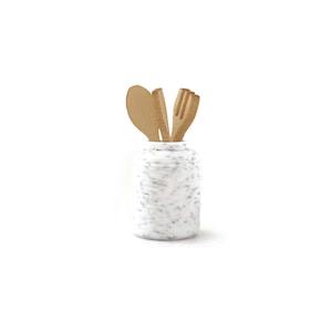 Miniature Cooking Utensil Set and Holder: Dollhouse kitchen accessories and canister