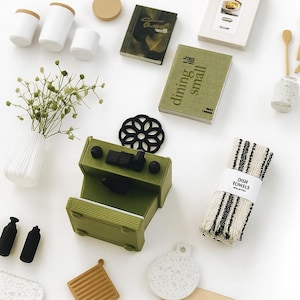 Miniature Kitchen Set: Modern Dollhouse Accessories with Coffee Machine