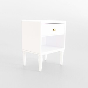 1/12 Dollhouse Miniature Bedroom Furniture Wooden Nightstand White