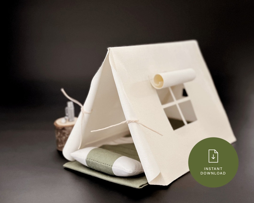 INSTANT DOWNLOAD Printable Dollhouse Camping Tent Template | 1:12 Scale Easy DIY Miniature Craft ...