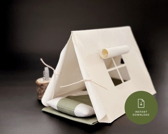 TÉLÉCHARGEMENT IMMÉDIAT modèle de tente de camping pour maison de poupée | Bricolage miniature facile à l'échelle 1:12 pour adultes et enfants